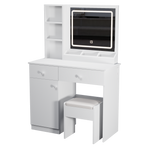 Load image into Gallery viewer, Fashion White Vanity Desk with Mirror and Adjustable Lights