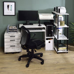 Load image into Gallery viewer, Antique White & Black Finish Computer Desk