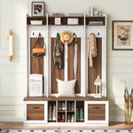 Load image into Gallery viewer, 58.8'' Wide Hall Tree Coat Rack with 2 Spacious Drawers and Adjustable Shelves