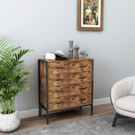 Load image into Gallery viewer, Rustic Brown Wood Storage Dresser Clothes Organizer with Sturdy Steel Frame