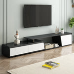 Load image into Gallery viewer, Minimalist Rectangle Extendable Black TV Stand with 2 Drawers and 1 Cabinet