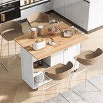 Load image into Gallery viewer, Rolling White Kitchen Island on Wheels with Foldable Counter Top