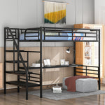 Load image into Gallery viewer, Multifunctional Black Twin Metal Loft Bed Frame with Desk