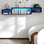 Load image into Gallery viewer, 65.35 in Wall Mounted Floating TV Stand with 20 Color LEDs and Charging Station