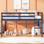 Load image into Gallery viewer, Rubber Wooden Blue Twin Loft Bed with Ladder