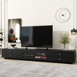 Load image into Gallery viewer, Luxurious Black TV Stand with Fluted Glass Doors for TVs Up to 95''