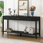 Load image into Gallery viewer, 60'' Painted Black Entryway Console Table with 3 Drawers & Storage Shelf