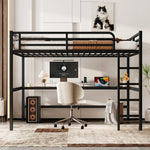 Load image into Gallery viewer, Metal Queen Size Loft Bed with Power Outlet and LED Lighted
