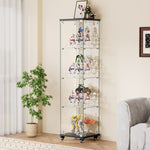 Load image into Gallery viewer, 4 Tier Glass Display Cabinet with Lock and Wheels