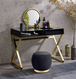 Load image into Gallery viewer, Coleen Black & Gold Finish Vanity Desk W/Mirror & Jewelry Tray