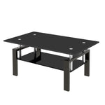 Load image into Gallery viewer, Modern Tempered Black Glass Coffee Table with 2-Layers