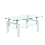 Load image into Gallery viewer, Rectangle White Glass Coffee Table Modern Side Center Table