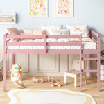 Load image into Gallery viewer, Rubber Wooden Twin Loft Pink Bed with Ladder