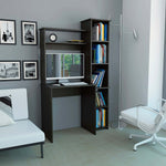 Load image into Gallery viewer, Modern Black Office Writing Computer Desk With Six Shelves