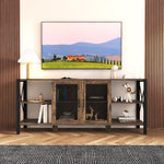 Load image into Gallery viewer, Farmhouse TV Stand Modern Horizontal Wood and Metal Open Bookshelf