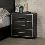 Load image into Gallery viewer, Modern Solid Wood Warm Gray Sleek Lines Chrome Trim Nightstand