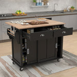 Load image into Gallery viewer, Black Kitchen Island Cart on 4 Wheels with Storage Cabinet & 2 Drawers