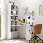 Load image into Gallery viewer, Study Modern L-Shaped Corner Computer Desk with Drawers Bookshelf