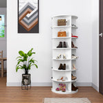 Load image into Gallery viewer, 7 Tie White 360 Shoe Rack Storage Round Carousel