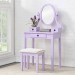 Load image into Gallery viewer, Purple Makeup Vanity Table With Swivel Adjustable Mirror 3 Storage Drawers
