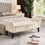 Load image into Gallery viewer, 51.5' Beige Velvet Bed Bench with Storage