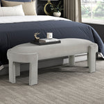 Load image into Gallery viewer, Stylish Upholstered Bench Taupe Velvet Fabric Foam Cushioned Seat