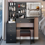 Load image into Gallery viewer, 37' Middle Size Left Bedside Cabinet Vanity Table + Cushioned Stool