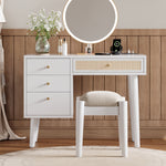 Load image into Gallery viewer, 39' Retro BohemianWooden Makeup Vanity Set with Charging Plug USB Port and Stool