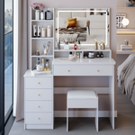 Load image into Gallery viewer, 41' Large Size Left Bedside Cabinet Vanity Table+Cushioned Stool