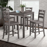 Load image into Gallery viewer, Gray Finish 5pc Dining Table Set 1x Counter HT. Table 4x Slat Back Chairs