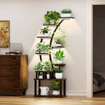 Load image into Gallery viewer, 9-Tiered 63.6' Tall Plant Stand with 5 Grow Lights