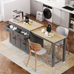 Load image into Gallery viewer, 74.5 inch Grey Kitchen Island with Extendable Dining Table