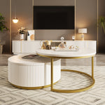 Load image into Gallery viewer, 31.5'' Modern Round Nesting Coffee Table Fluted with Drawer