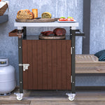 Load image into Gallery viewer, Outdoor Movable Grill Kitchen Island Cart with Wheels Stainless Steel Tabletop