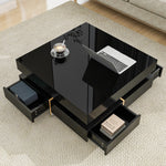 Load image into Gallery viewer, Modern High Gloss Black Coffee Table with 4 Drawers