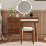 Load image into Gallery viewer, 39' Retro Bohemian Style Wooden Makeup Vanity Set with Charging Plug & USB Port