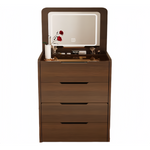 Load image into Gallery viewer, 3 in 1 Walnut Vanity Desk Compact Makeup Table with Glass Top and 3 Drawers