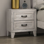 Load image into Gallery viewer, Elegant White Wash Finish Nightstand Bedside Table With 2-Drawers