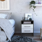 Load image into Gallery viewer, 20'H Smokey Oak / White Nightstand with Two Drawers Metal Handles