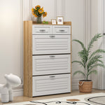 Load image into Gallery viewer, Modern White Oak Shoe Cabinet With 3 Doors 2 Drawers