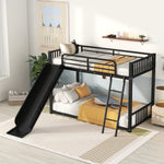 Load image into Gallery viewer, Black Metal Bunk Bed with Slide