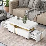 Load image into Gallery viewer, Contemporary Rectangle White Coffee Table with Caster Wheels