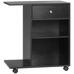 Load image into Gallery viewer, Black Printer Table Desk Rolling Cart Stand with Wheels and Adjustable Shelf