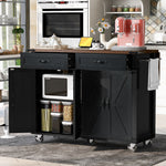 Load image into Gallery viewer, 53.5''Farmhouse Kitchen Island Cart on Wheels with Drop Leaf Power Outlet