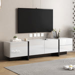 Load image into Gallery viewer, Unique White & Black Contemporary Rectangle Design TV Stand