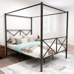 Load image into Gallery viewer, Platform Black Bed Frame Queen with X Shaped Frame Queen