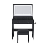 Load image into Gallery viewer, Modern Black Makeup Vanity Set with Power Outlet