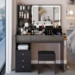 Load image into Gallery viewer, 41' Large Size Left Drawer Desktop Vanity Table Cushioned Stool Dresser Set