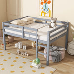 Load image into Gallery viewer, Full Rubber Wood Loft Grey Kids Bed with Ladder