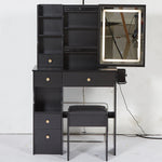 Load image into Gallery viewer, 29.2' Small Size Left Drawer Desktop Vanity Table With Cushioned Stool